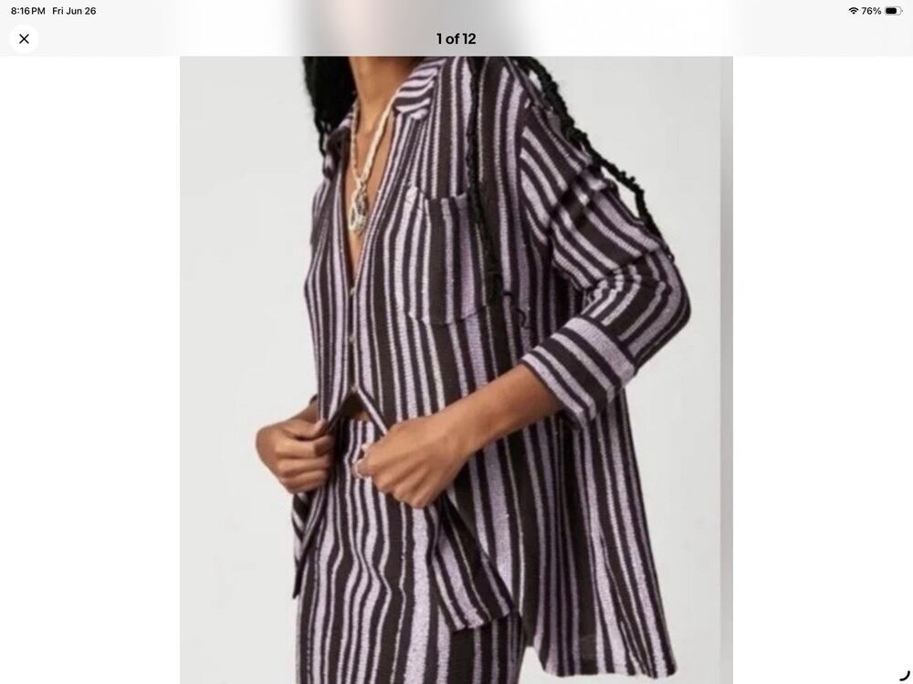 Free People Beach Bash Sweater Purple Combo Size Medium Y2K 90s